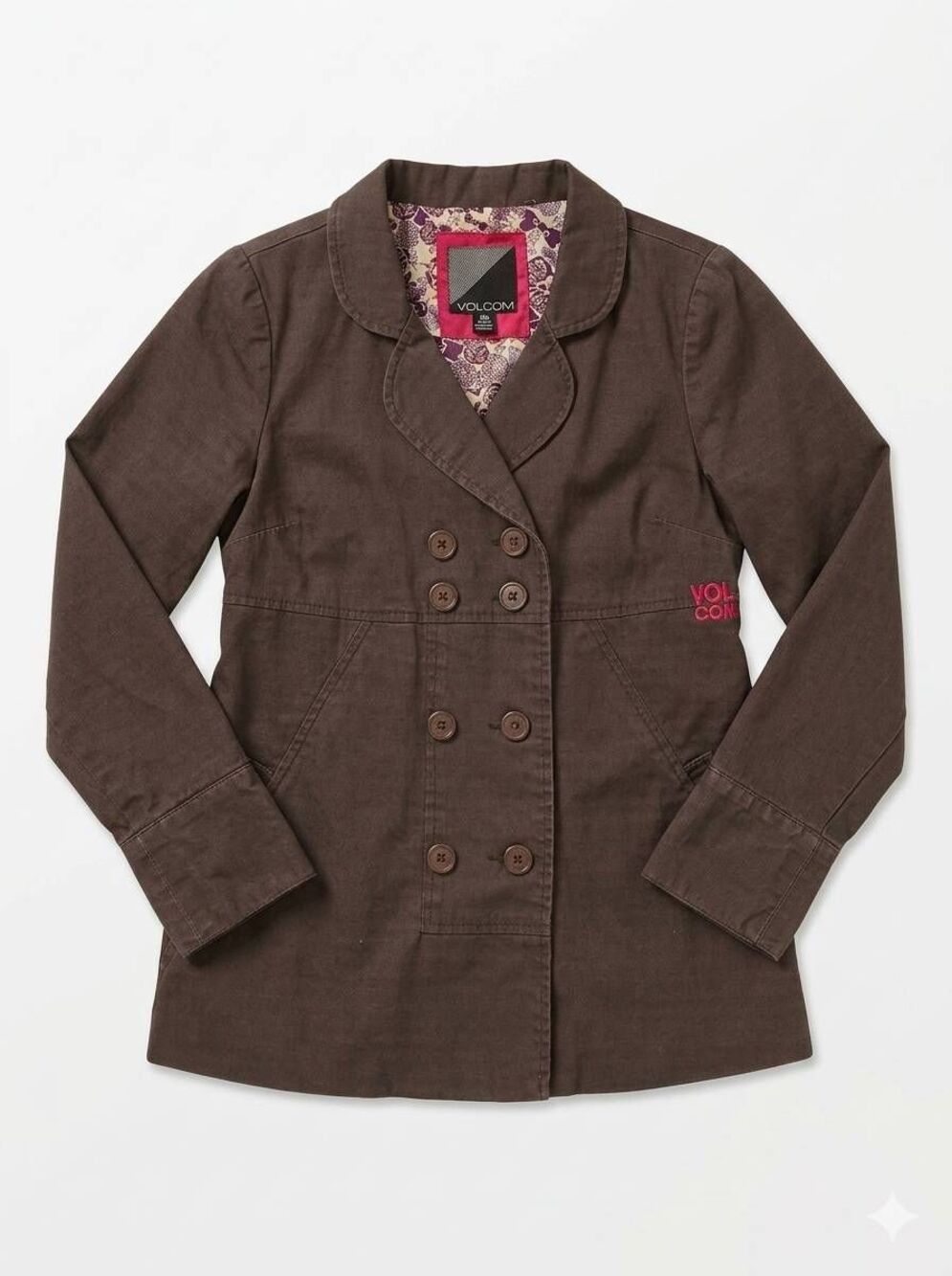☔️💜Volcom Brown Double Breasted Utility Jacket Medium